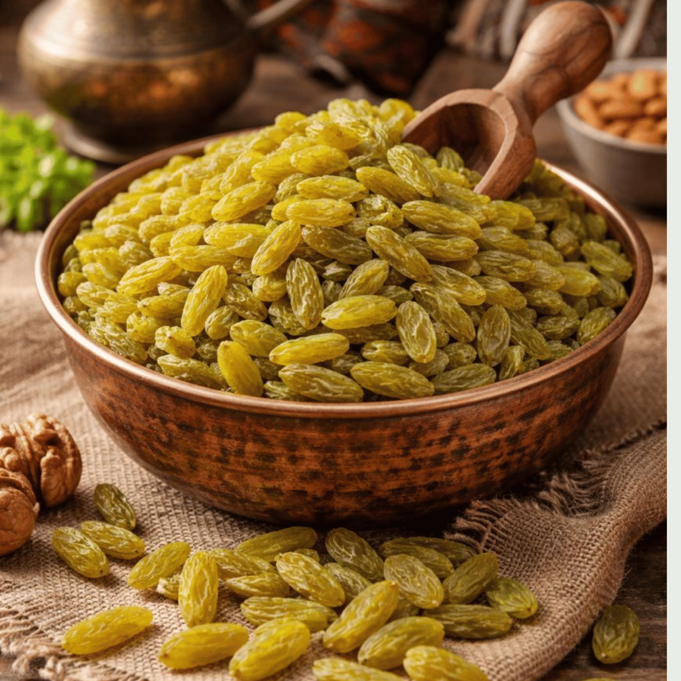 Afghan Kandahari Green Long Raisins (Kishmish) – Jumbo Size, Sun-Dried & Seedless